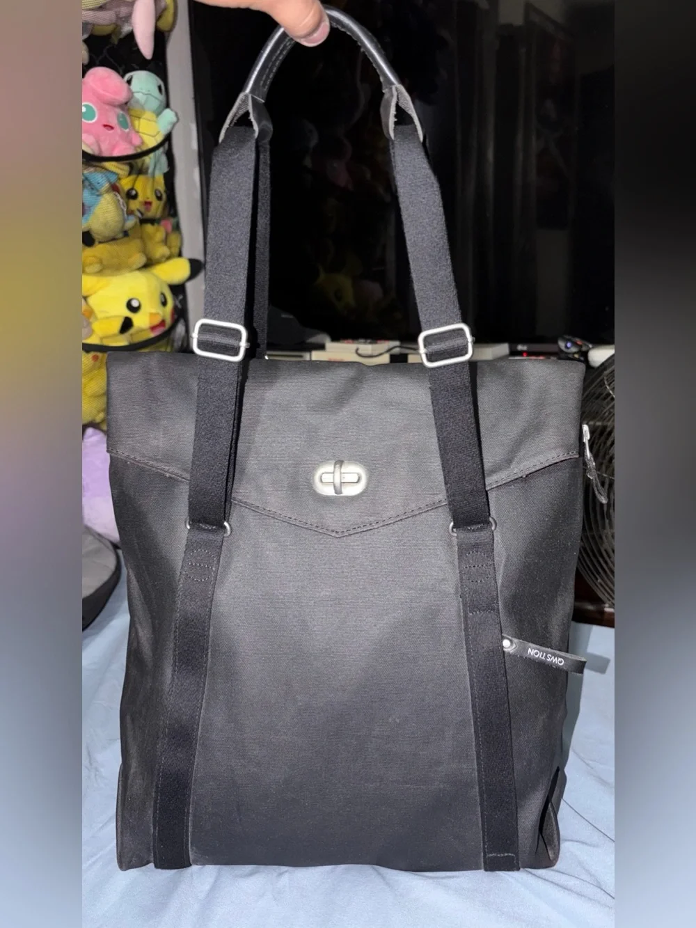 Qwstion Tote Organic Canvas Washed Black
